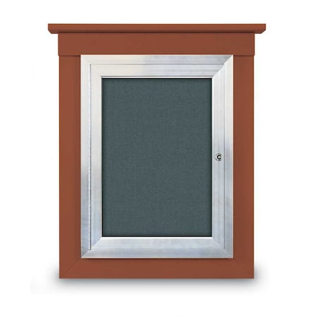 United Visual Products 72"x48" 3-Door Enclosed Letterboard, Green Felt/Cherry UV2628O-CHERRY-GREEN